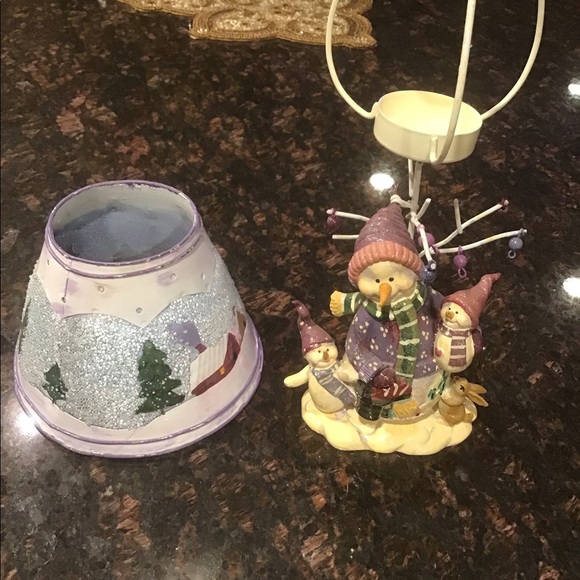 Home Interiors Snowman w/babies Tea Light Lamp - Picture 6 of 8